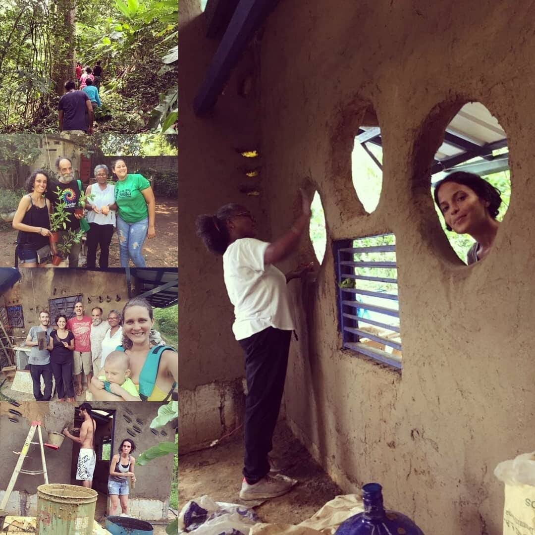 Collage de amigos y familia trabajando en Rancho Coa