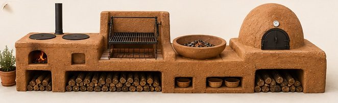 Cocina de Fuego Completa, todos los módulos combinados Piro Barro
