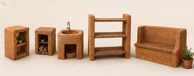 Muebles y módulos de barro personalizados Piro Barro