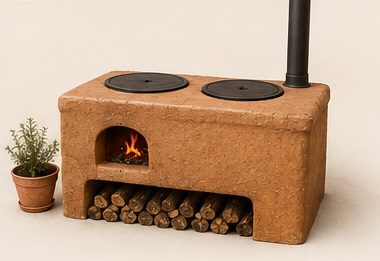 Cocina rocket de dos hornallas Piro Barro