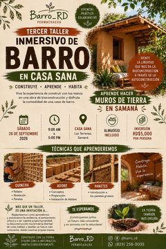 Afiche del Tercer Taller Inmersivo de Barro, 26 de septiembre de 2026, Casa Sana